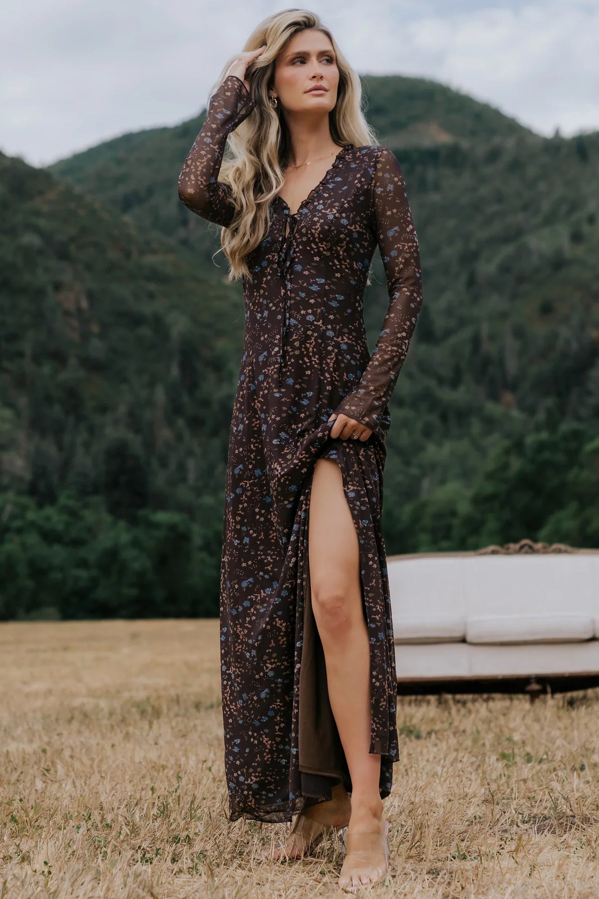 Sienna Maxi Dress | Brown Multi Floral Main image