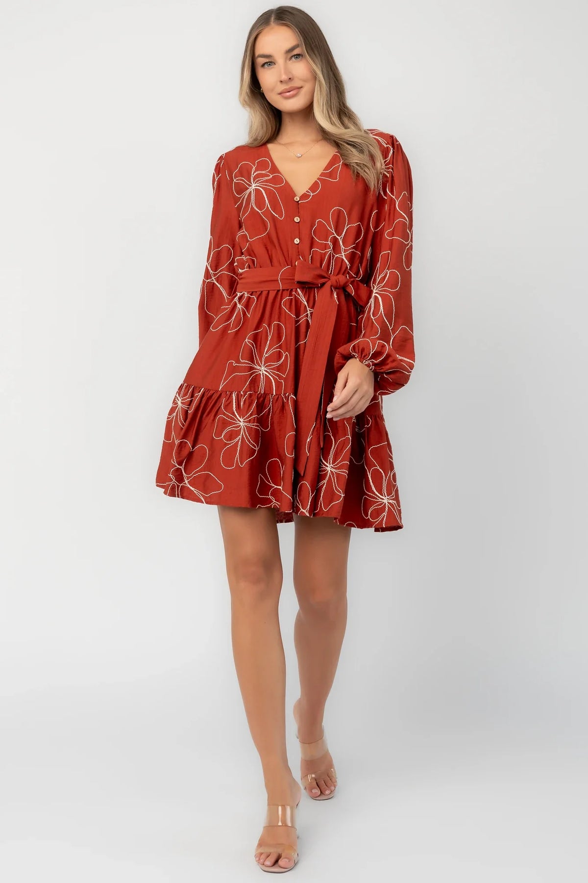 Elspeth Short Dress | Rust Floral Main image