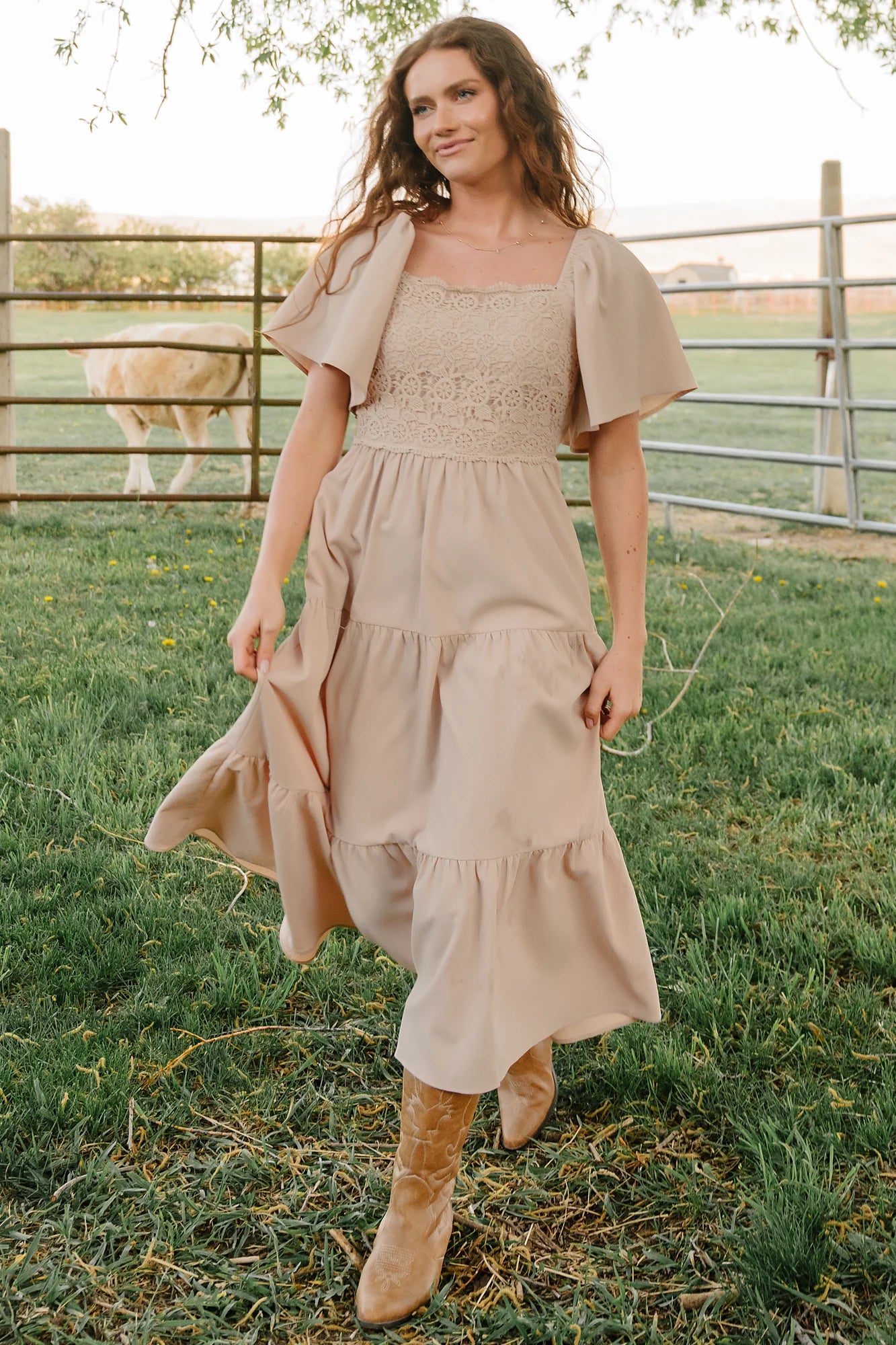 Fauna Lace Top Dress | Natural Secondary image