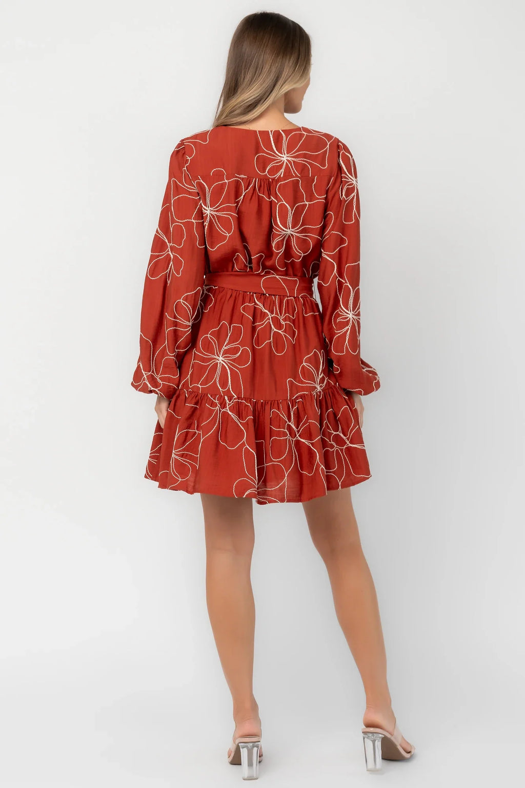 Elspeth Short Dress | Rust Floral