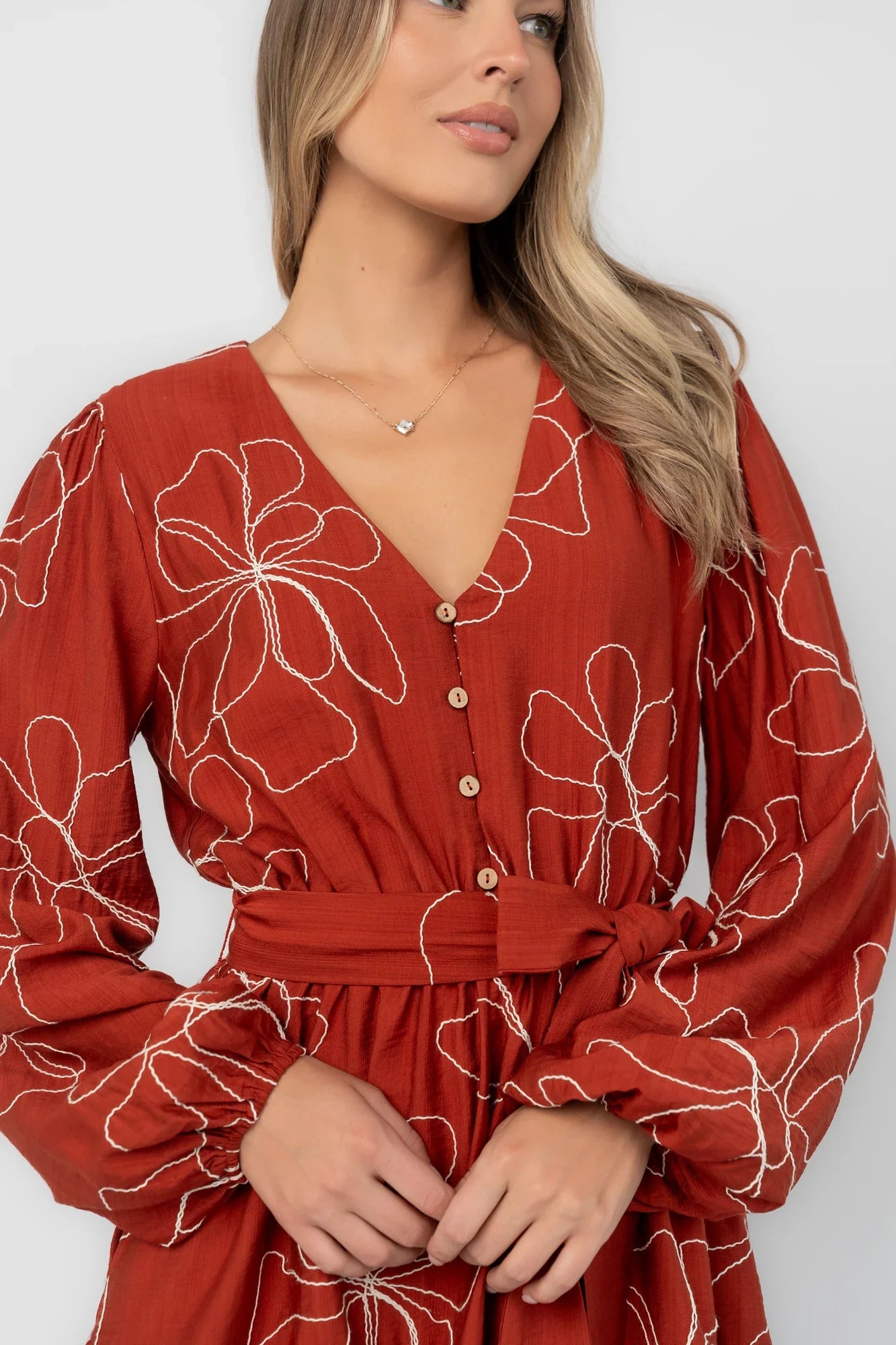 Elspeth Short Dress | Rust Floral Secondary image
