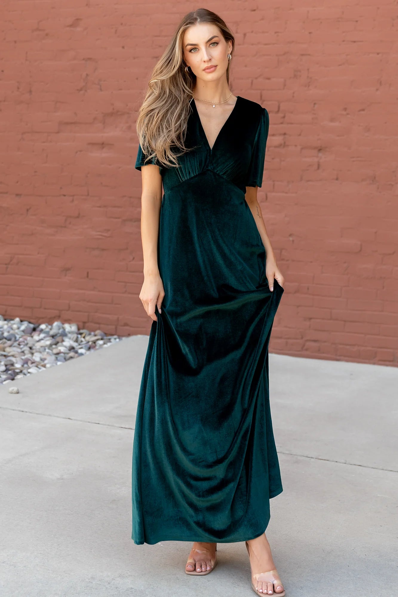 Vivian Velvet Maxi Dress | Emerald Secondary image