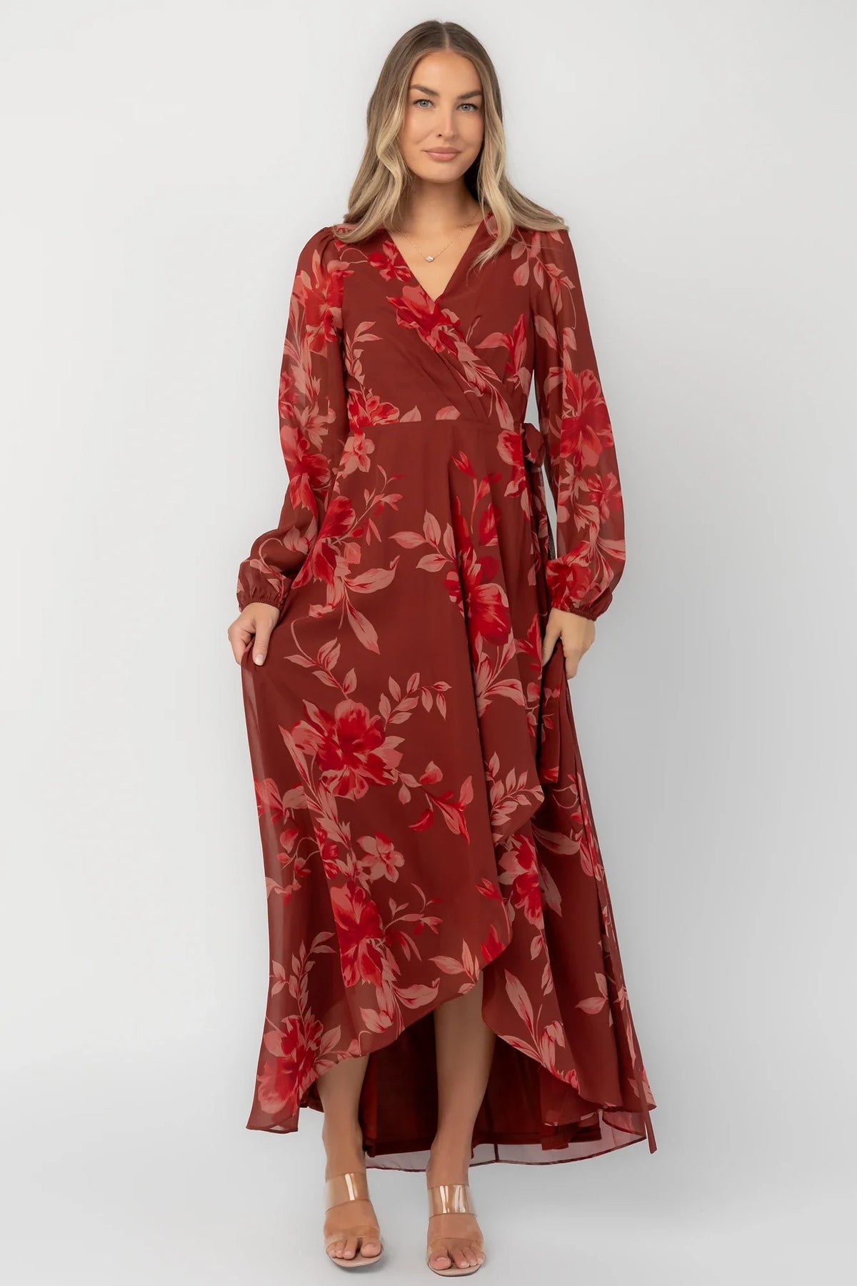 Felicity Wrap Maxi Dress | Rust Multi Main image