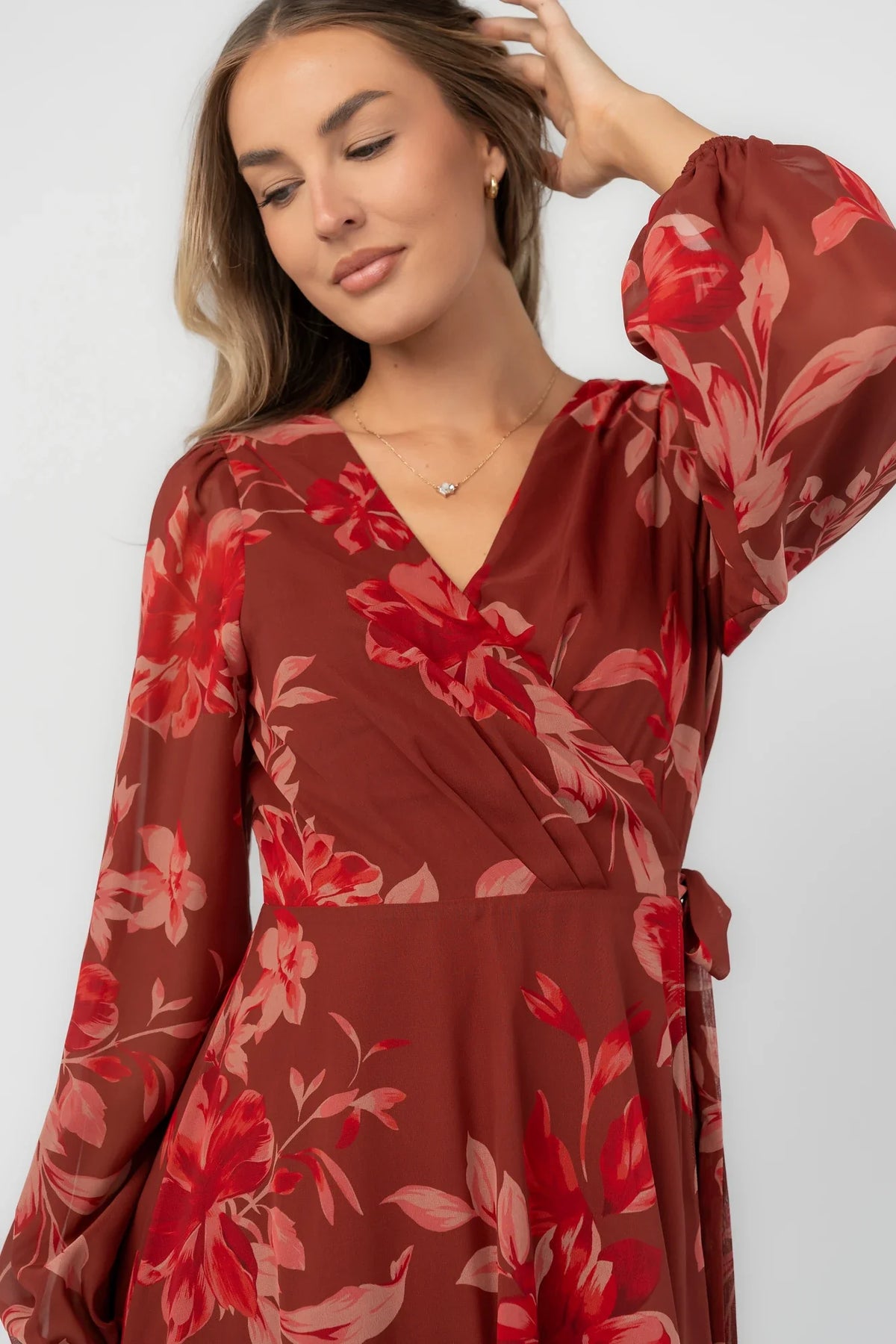 Felicity Wrap Maxi Dress | Rust Multi
