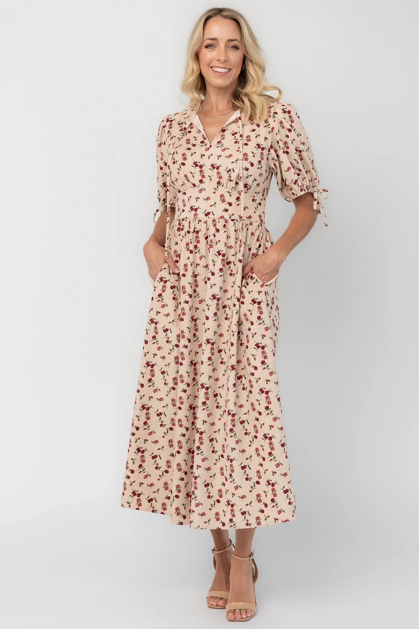 Beatrix Midi Dress | Ivory + Berry Floral Secondary image