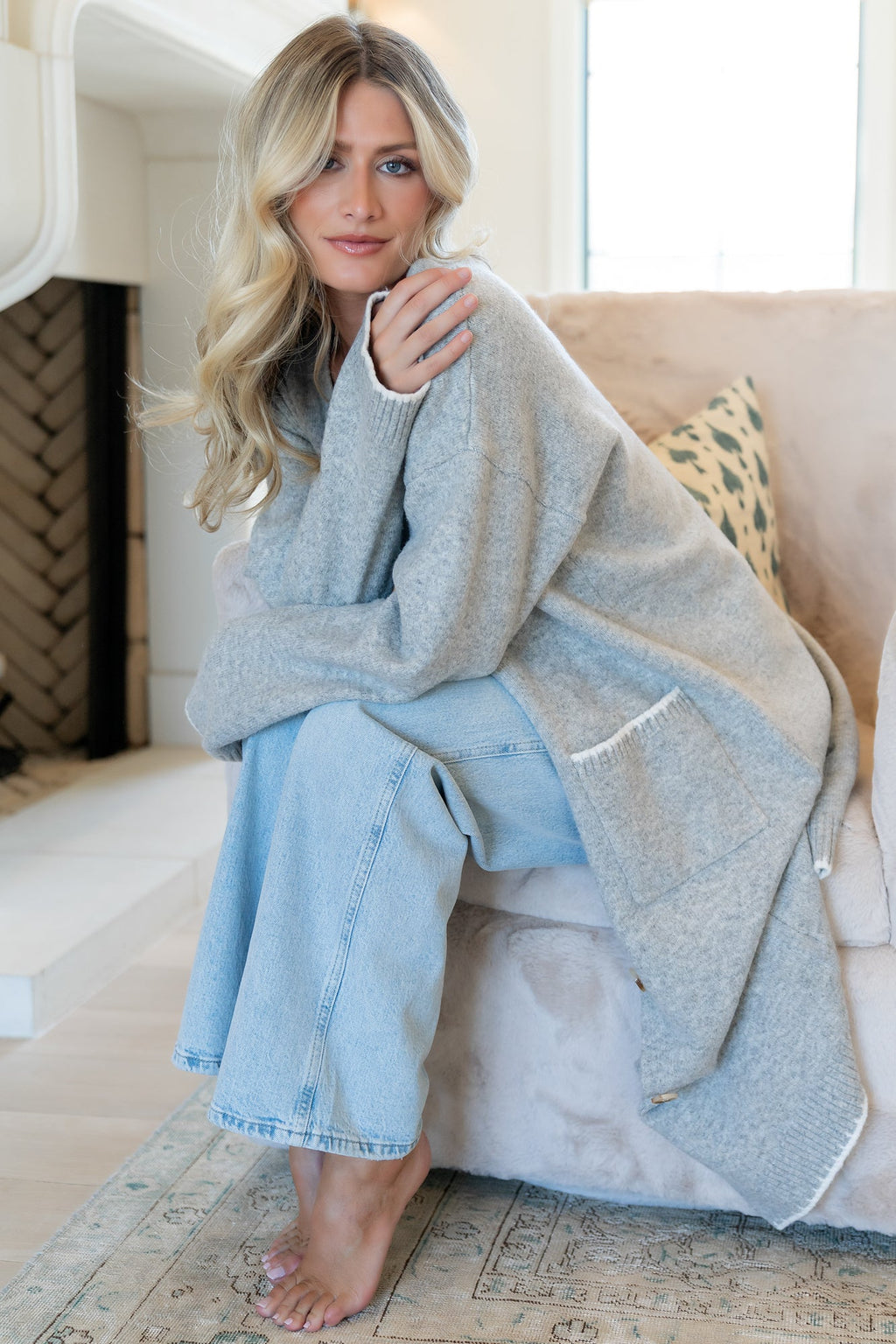 Senna Longline Cardigan | Light Gray