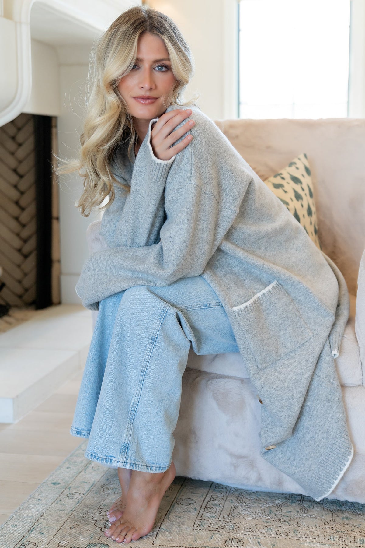 Senna Longline Cardigan | Light Gray