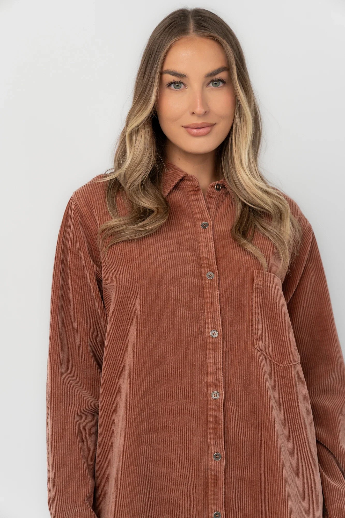 Jordan Button Up Short Dress | Dusty Clay Secondary image