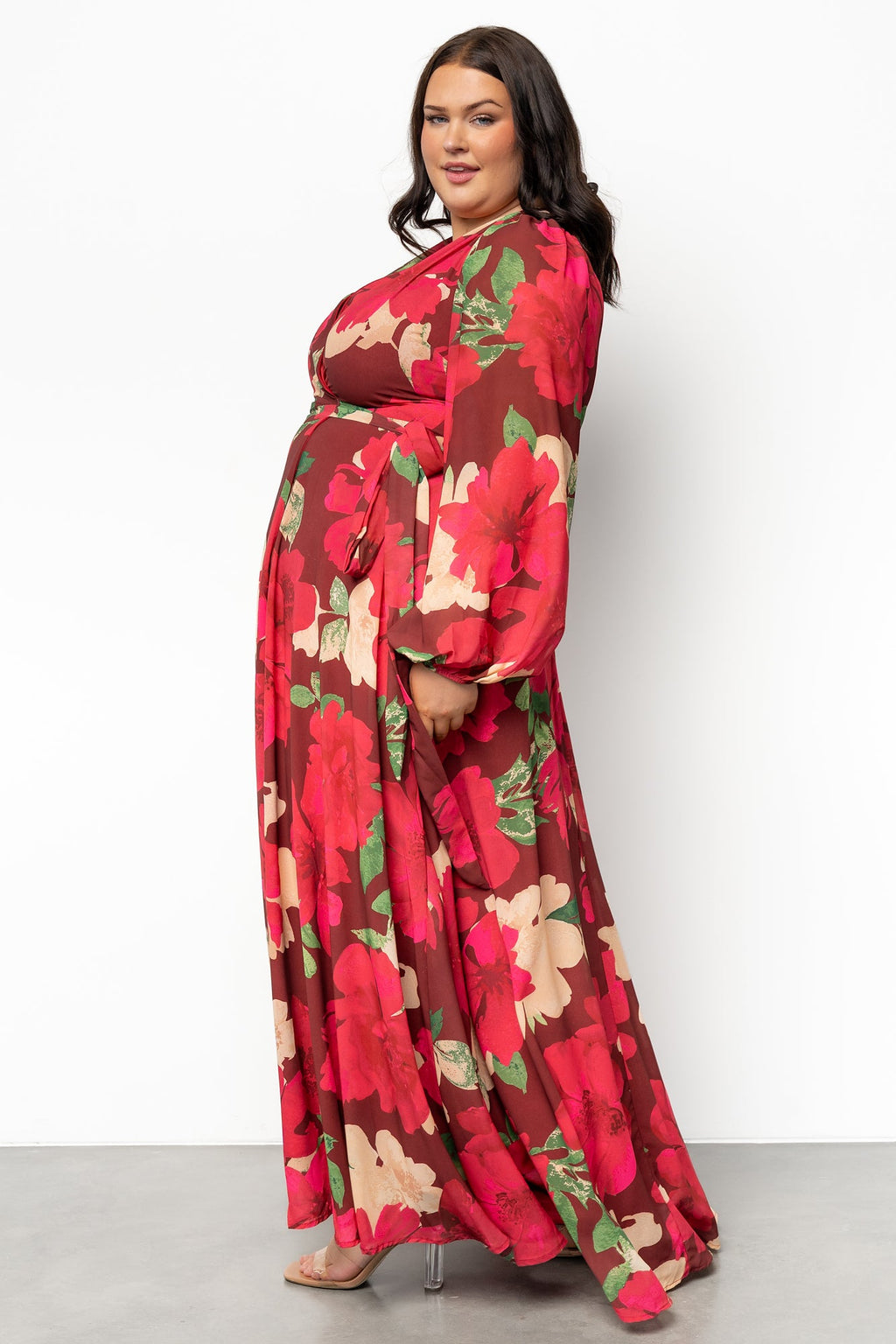Katinka Wrap Maxi Dress | Burgundy Multi Floral