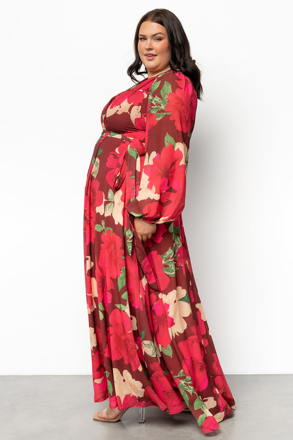 Katinka Wrap Maxi Dress | Burgundy Multi Floral
