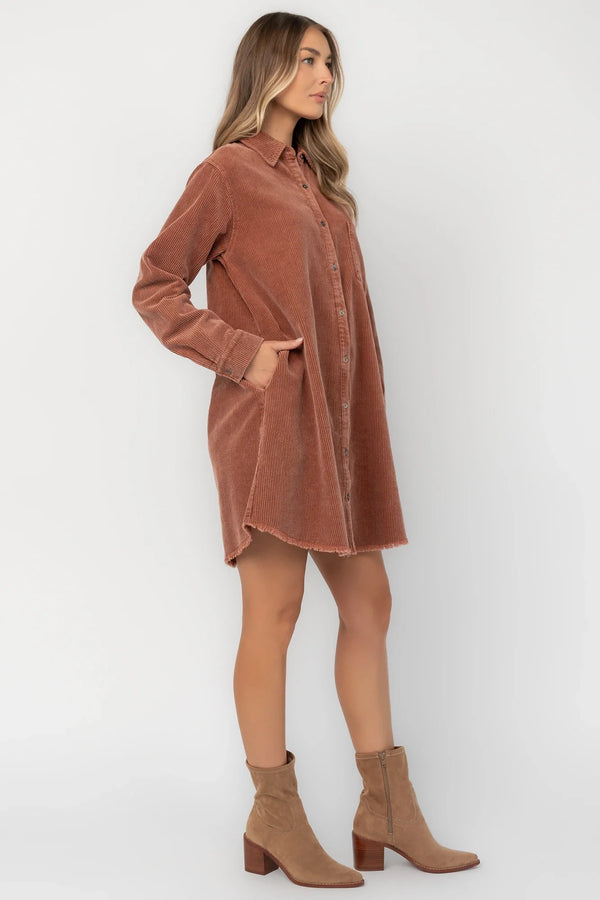 Jordan Button Up Short Dress | Dusty Clay