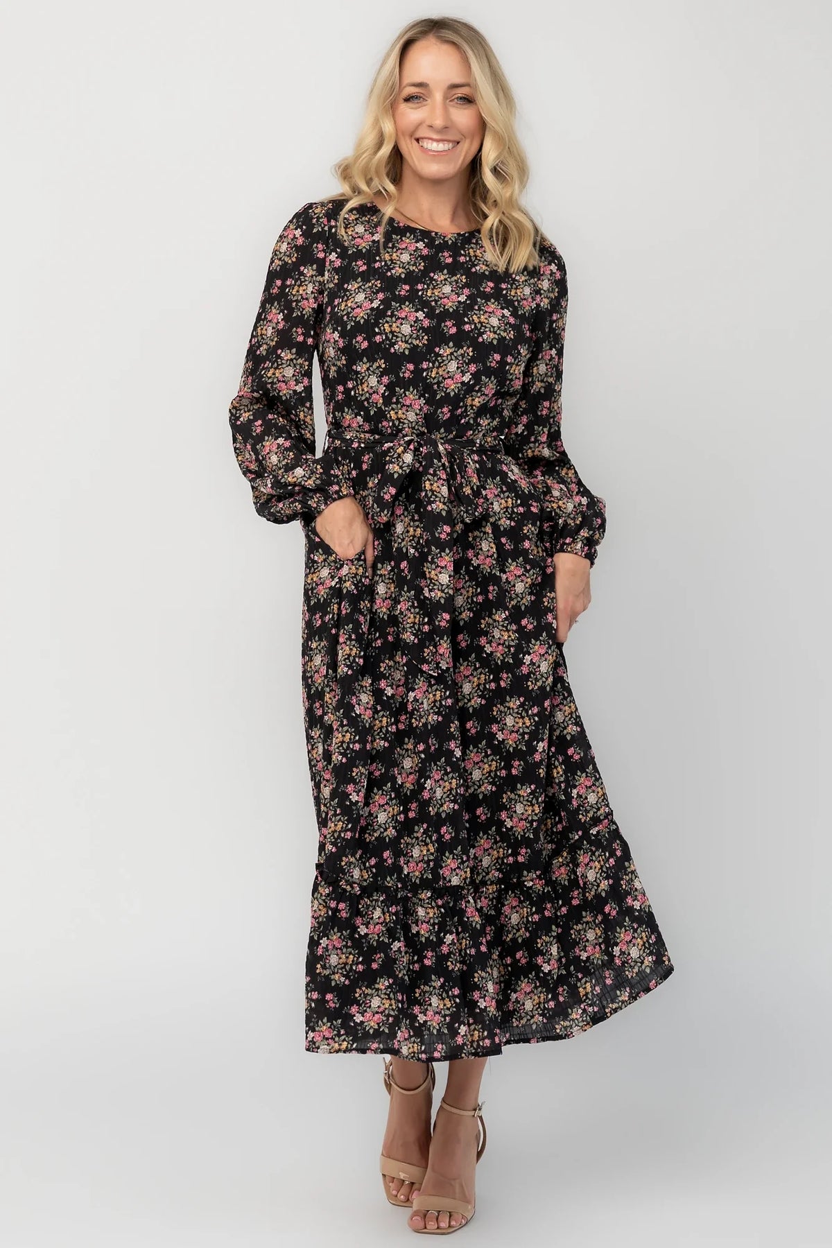 Idalia Midi Dress | Black Floral Main image