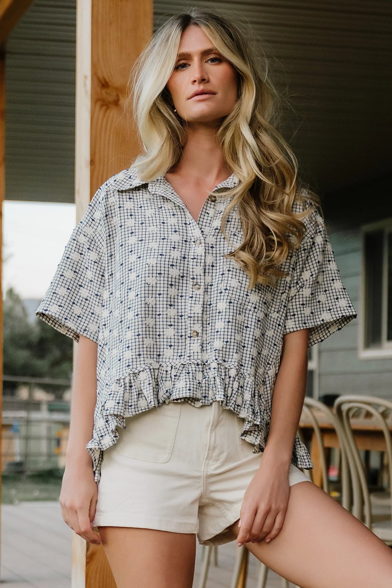 Jalen Relaxed Peplum Top | Blue Secondary image