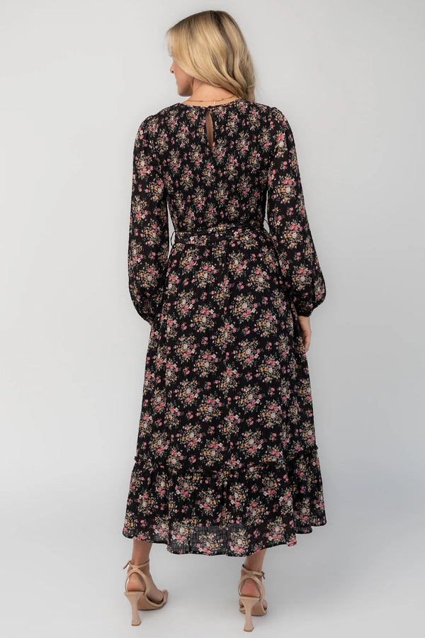 Idalia Midi Dress | Black Floral