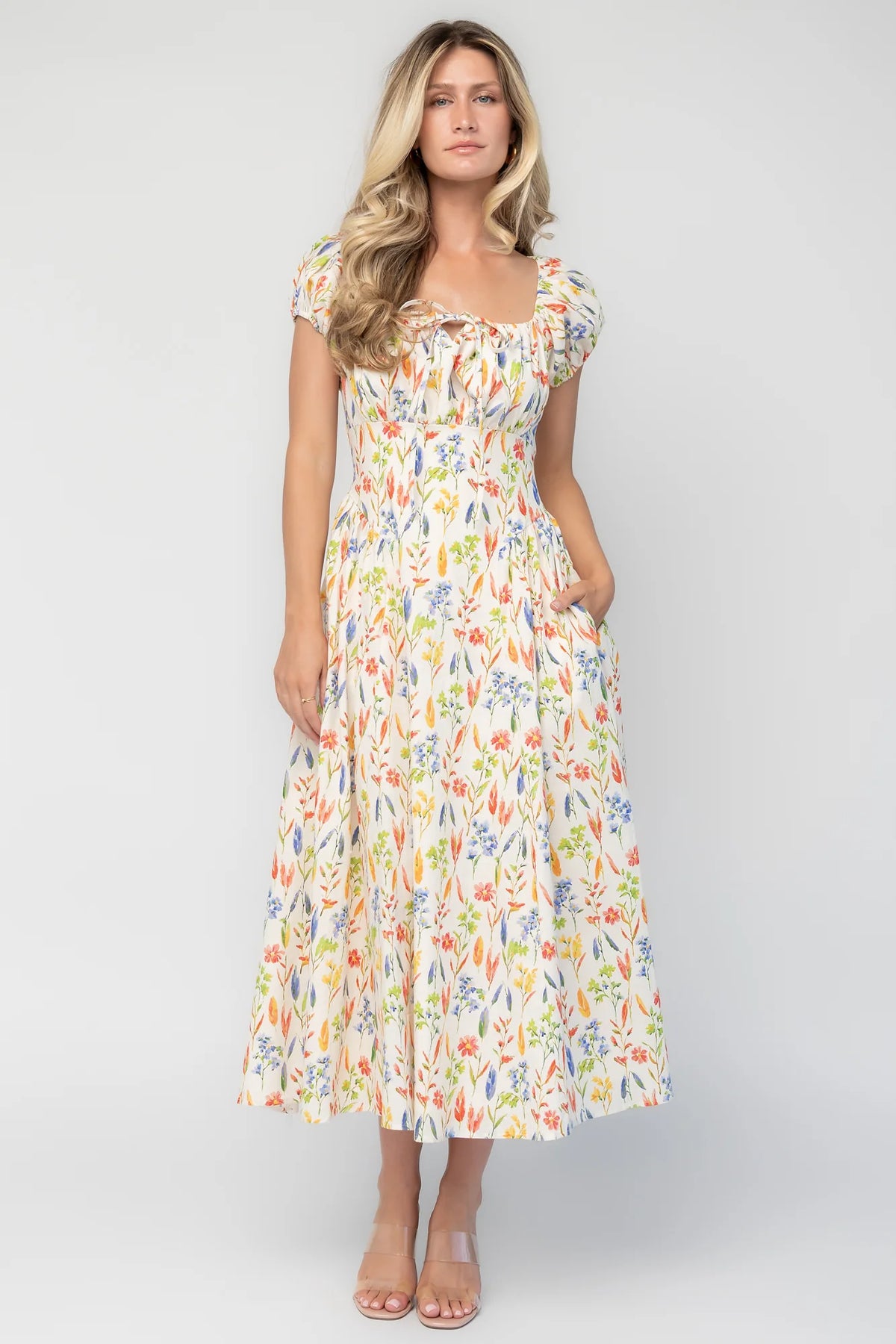 Kendall Midi Dress | Cream Multi Floral Main image