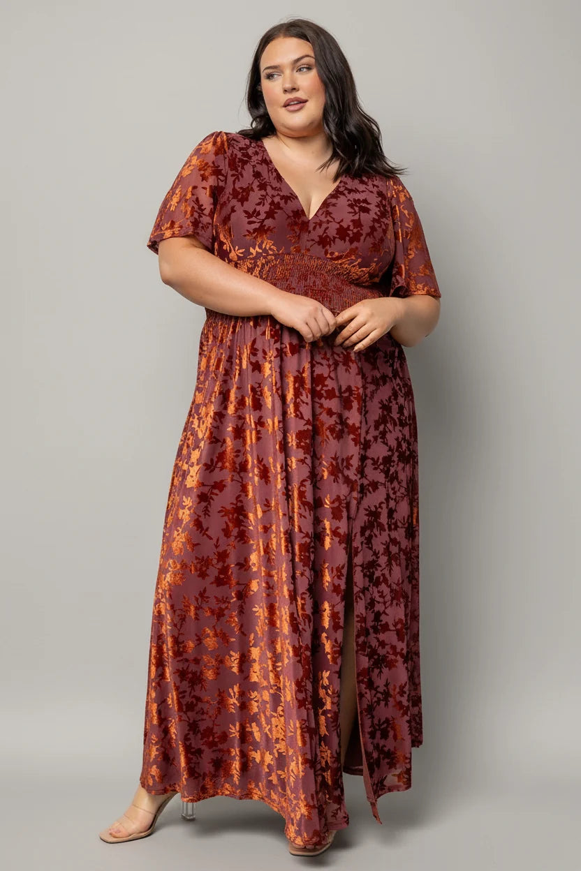 Veronica Velvet Maxi Dress | Rust Secondary image