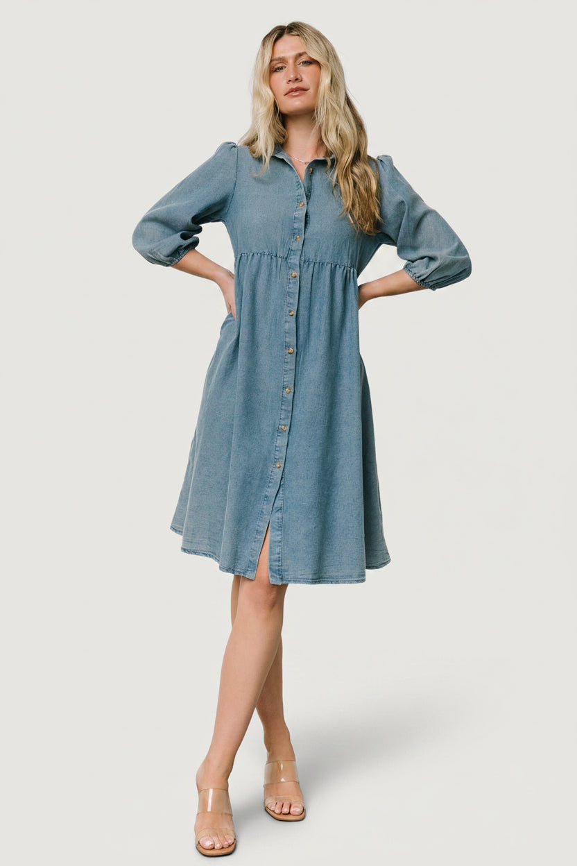 Sari Babydoll Dress | Chambray Main image