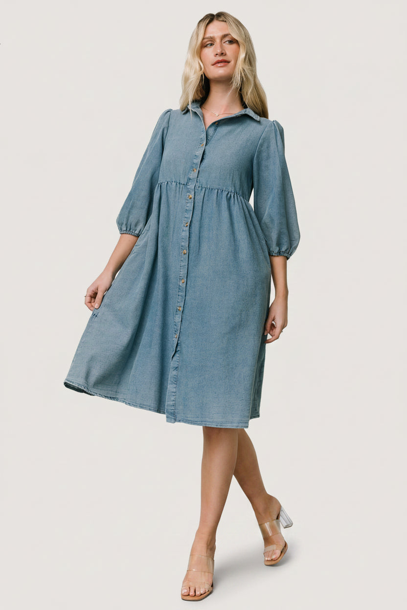 Sari Babydoll Dress | Chambray