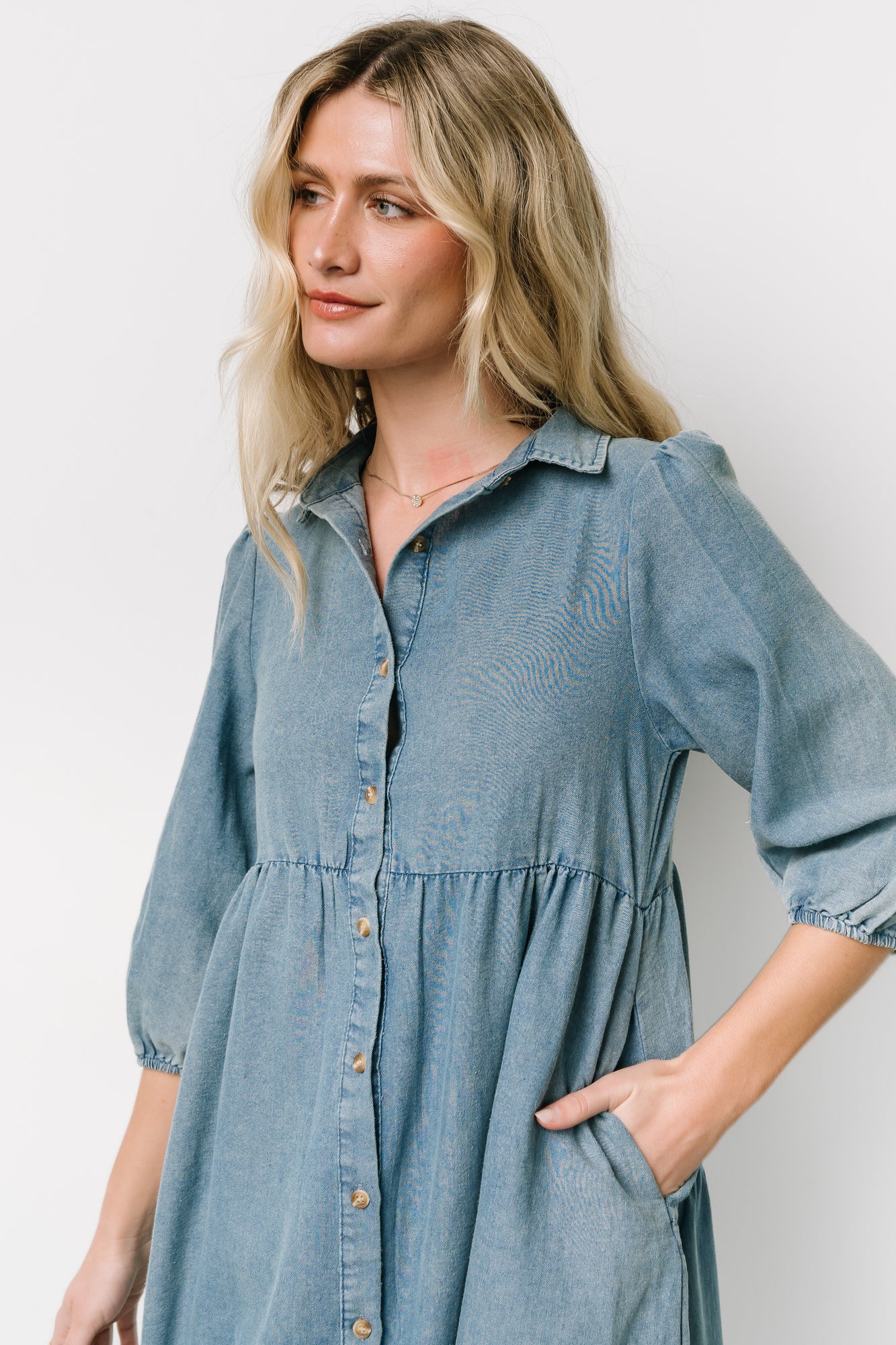 Sari Babydoll Dress | Chambray Secondary image