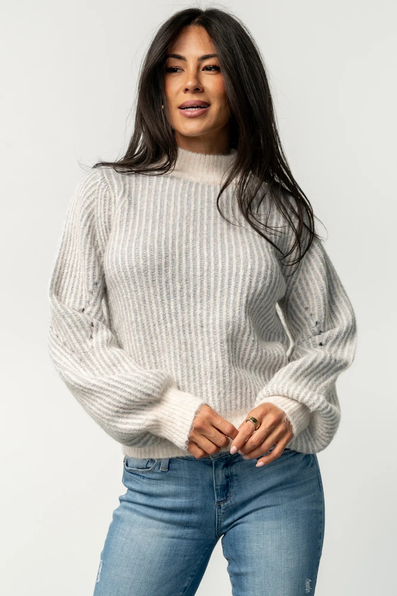 Vanessa Sweater | Natural + Blue Stripe Secondary image