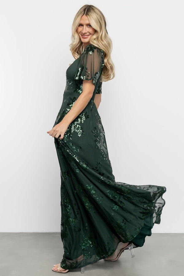 Karina Sequin Maxi Dress | Dark Green
