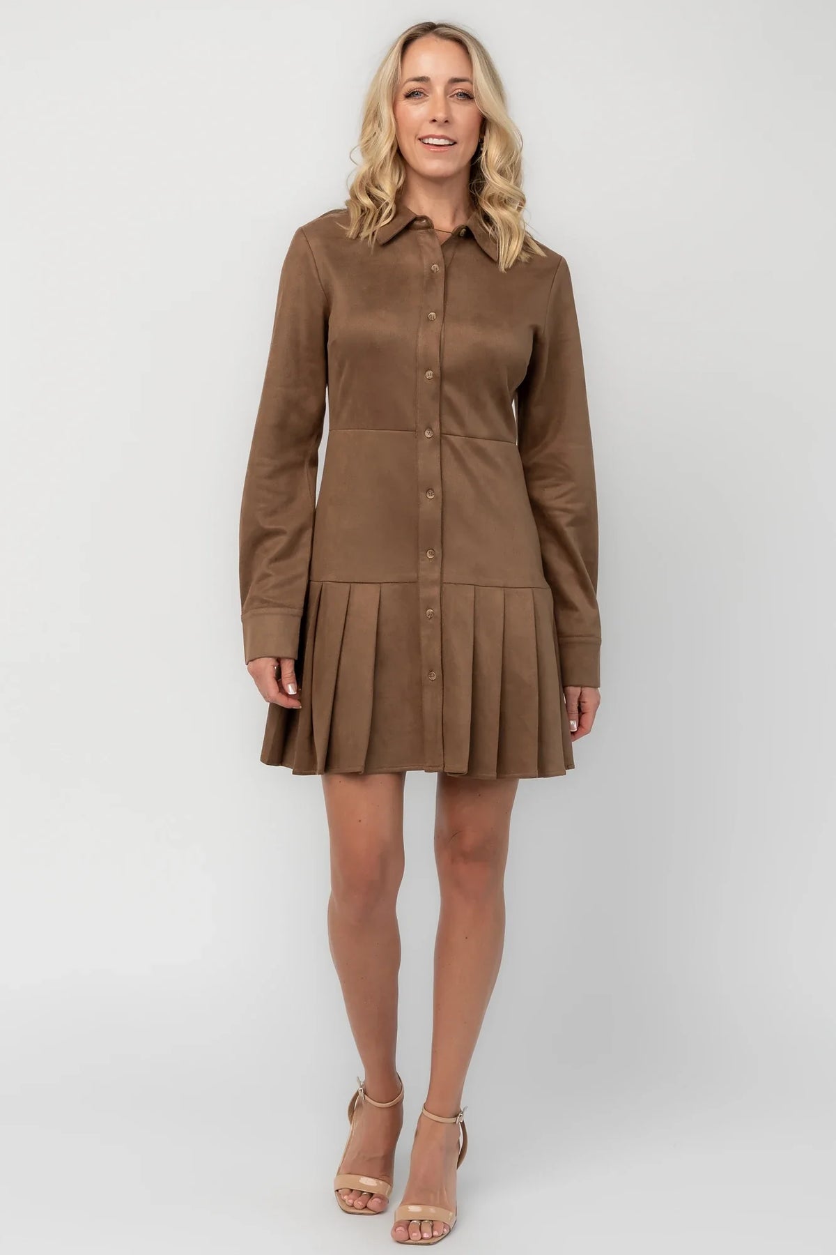 Ezra Faux Suede Short Dress | Coffee Main image