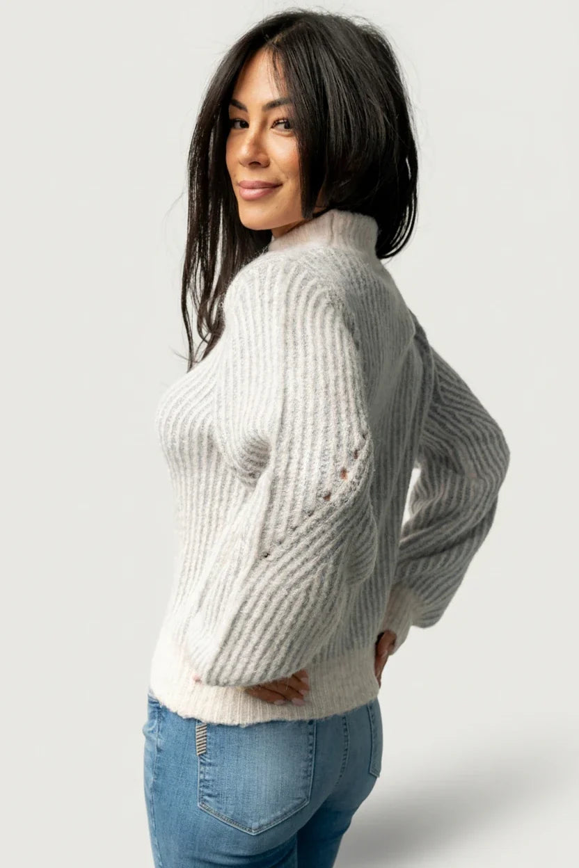 Vanessa Sweater | Natural + Blue Stripe
