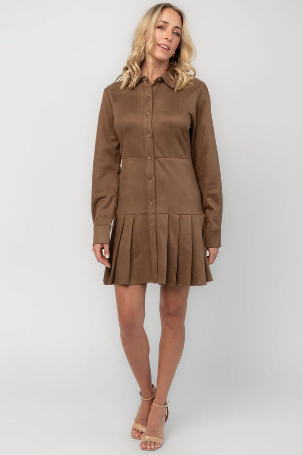 Ezra Faux Suede Short Dress | Coffee