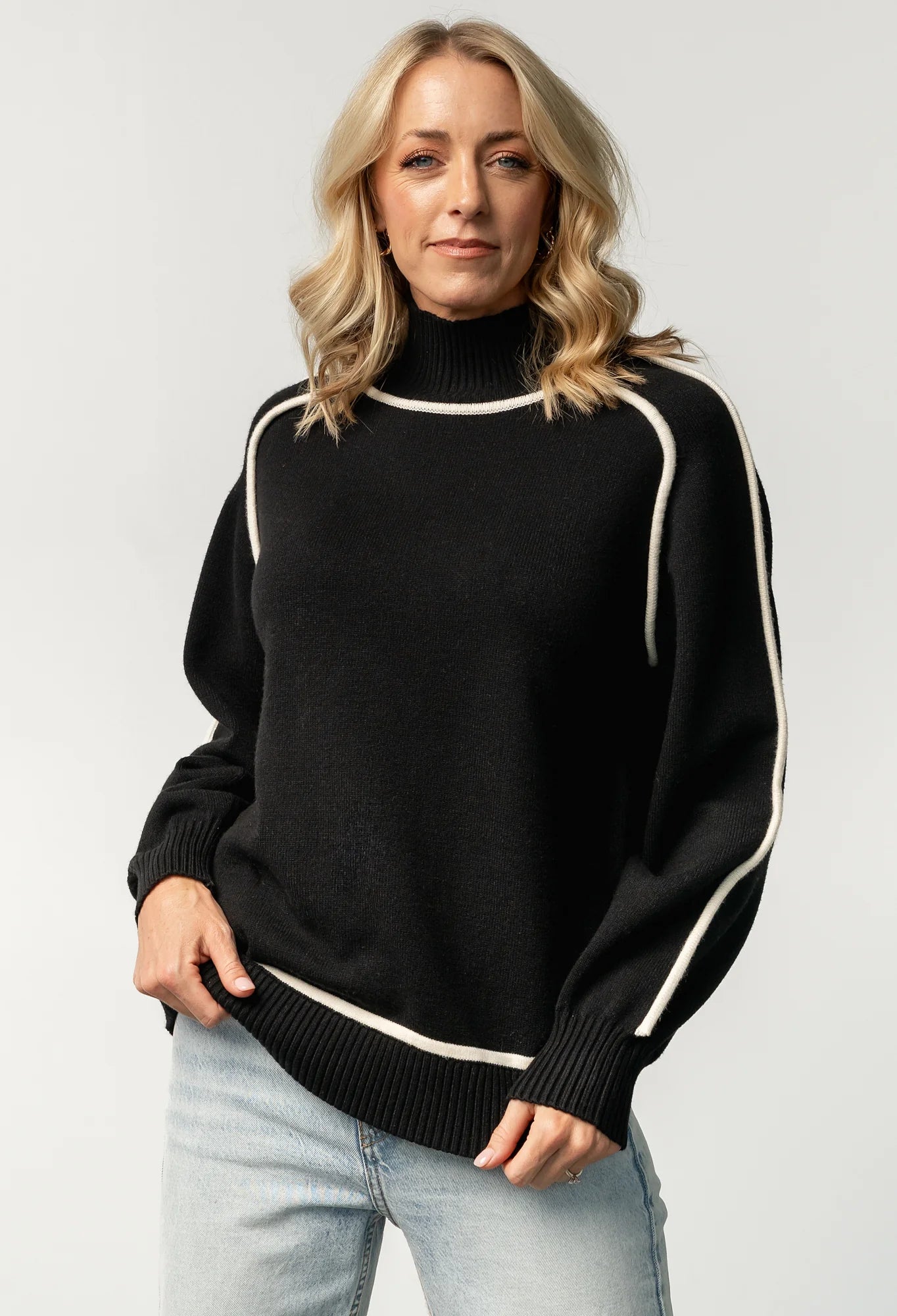 Harrington Sweater | Black + Cream Secondary image