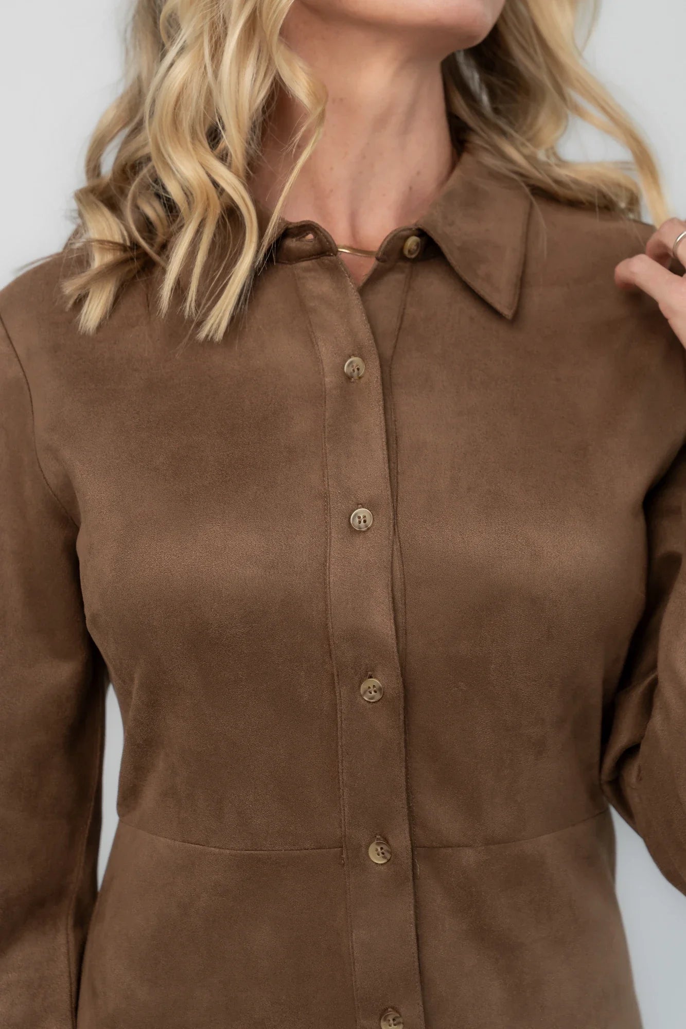 Ezra Faux Suede Short Dress | Coffee Secondary image