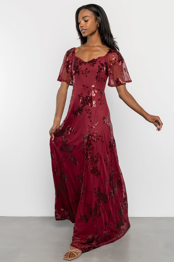 Karina Sequin Maxi Dress | Wine