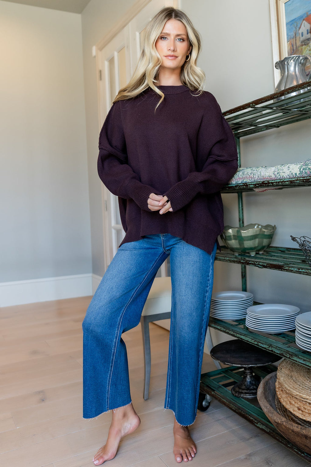 Jeremiah Knit Sweater | Dark Plum