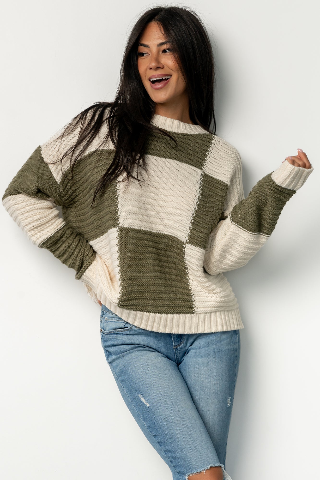 Jayda Sweater | Cream + Olive Secondary image