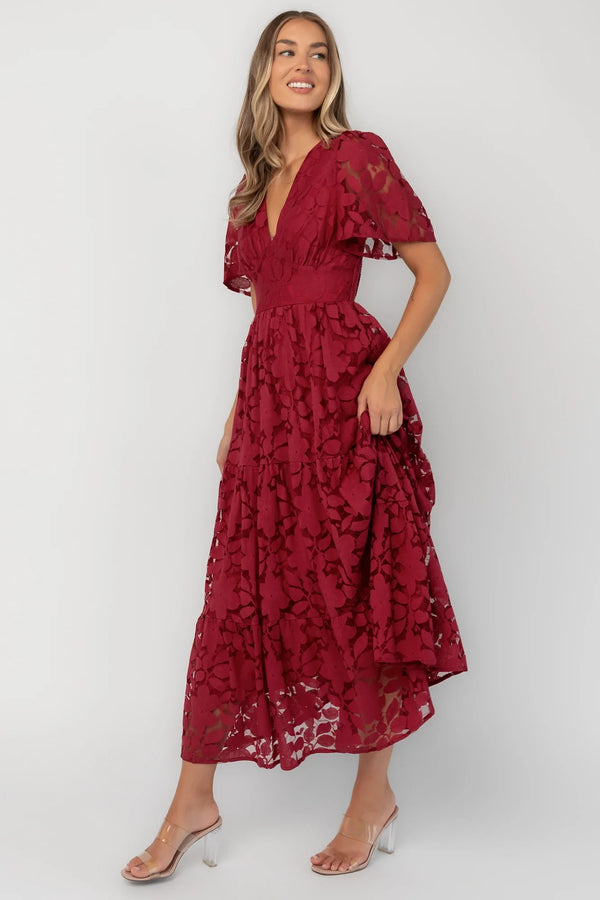 Samara Midi Dress | Cranberry