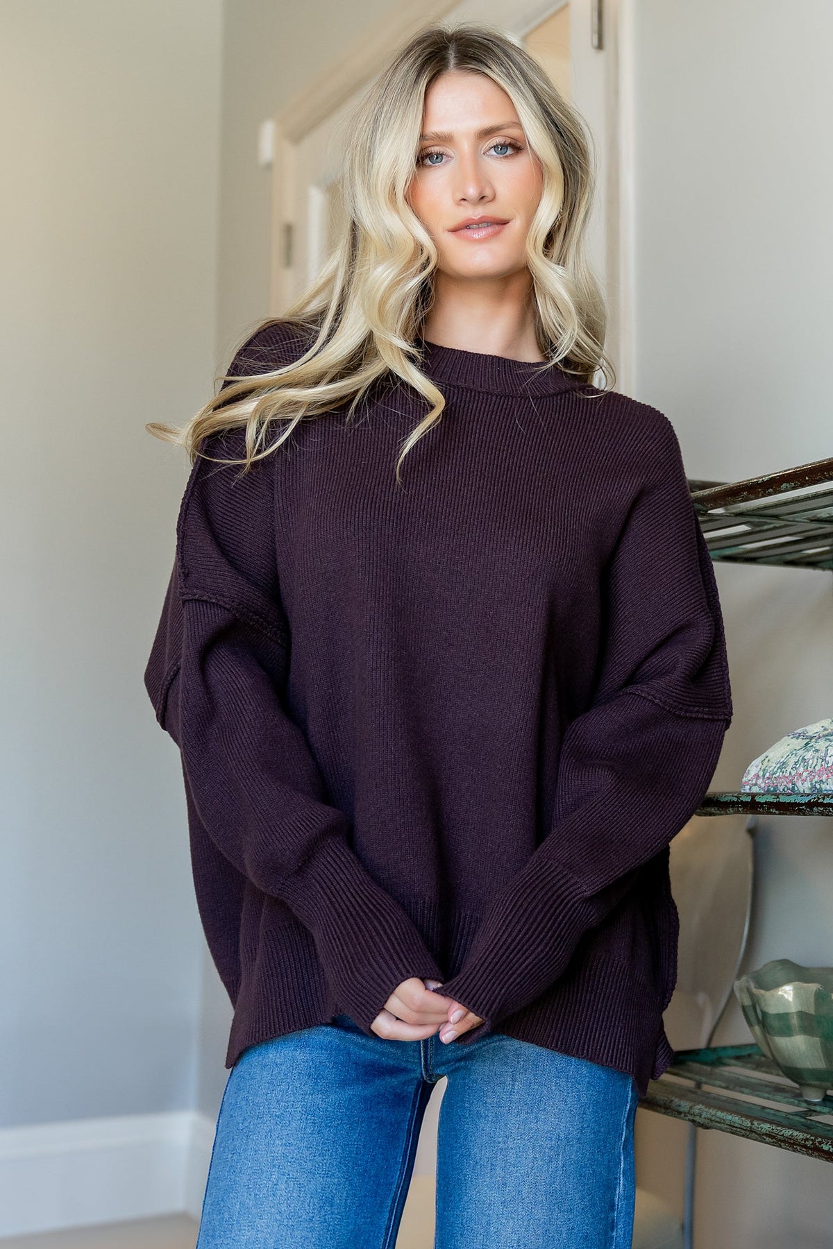 Jeremiah Knit Sweater | Dark Plum