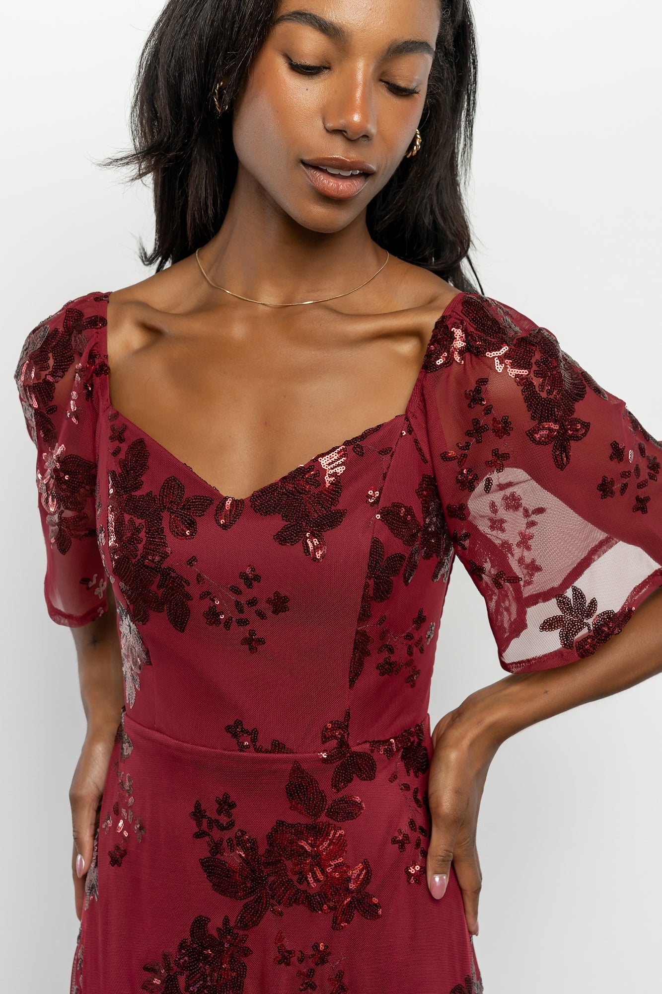 Karina Sequin Maxi Dress | Wine Secondary image