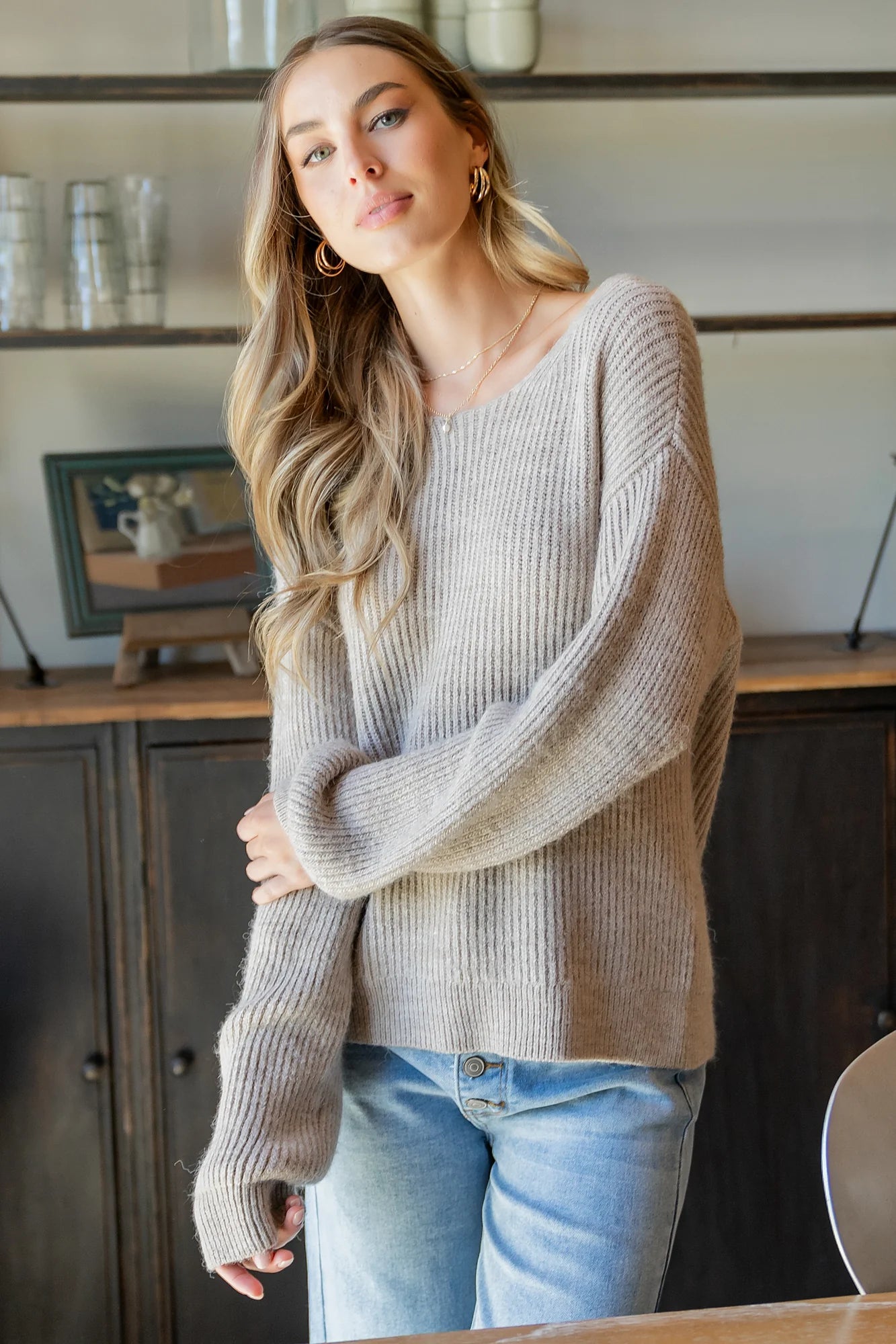 Viola Tie Back Sweater | Natural Secondary image