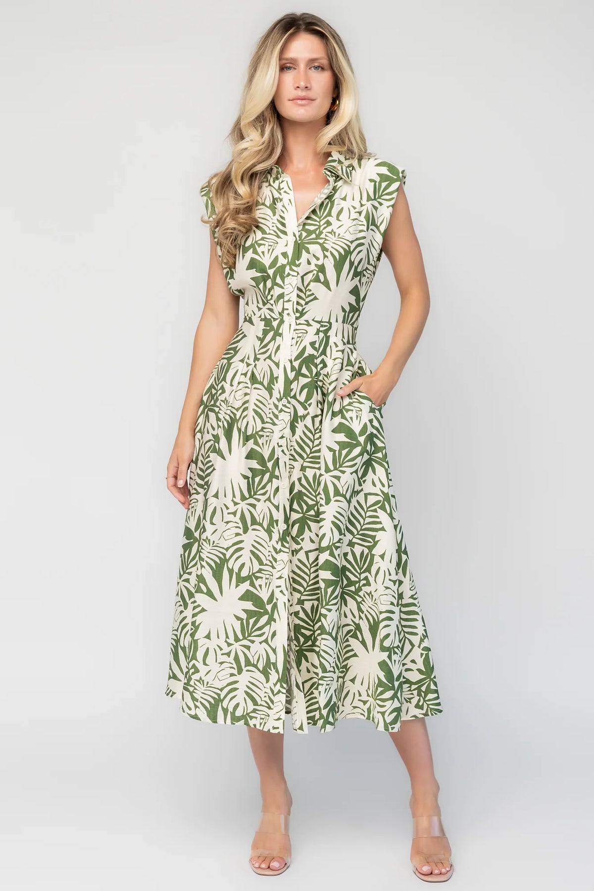 Isolde Midi Dress | Ivory + Olive Floral Main image