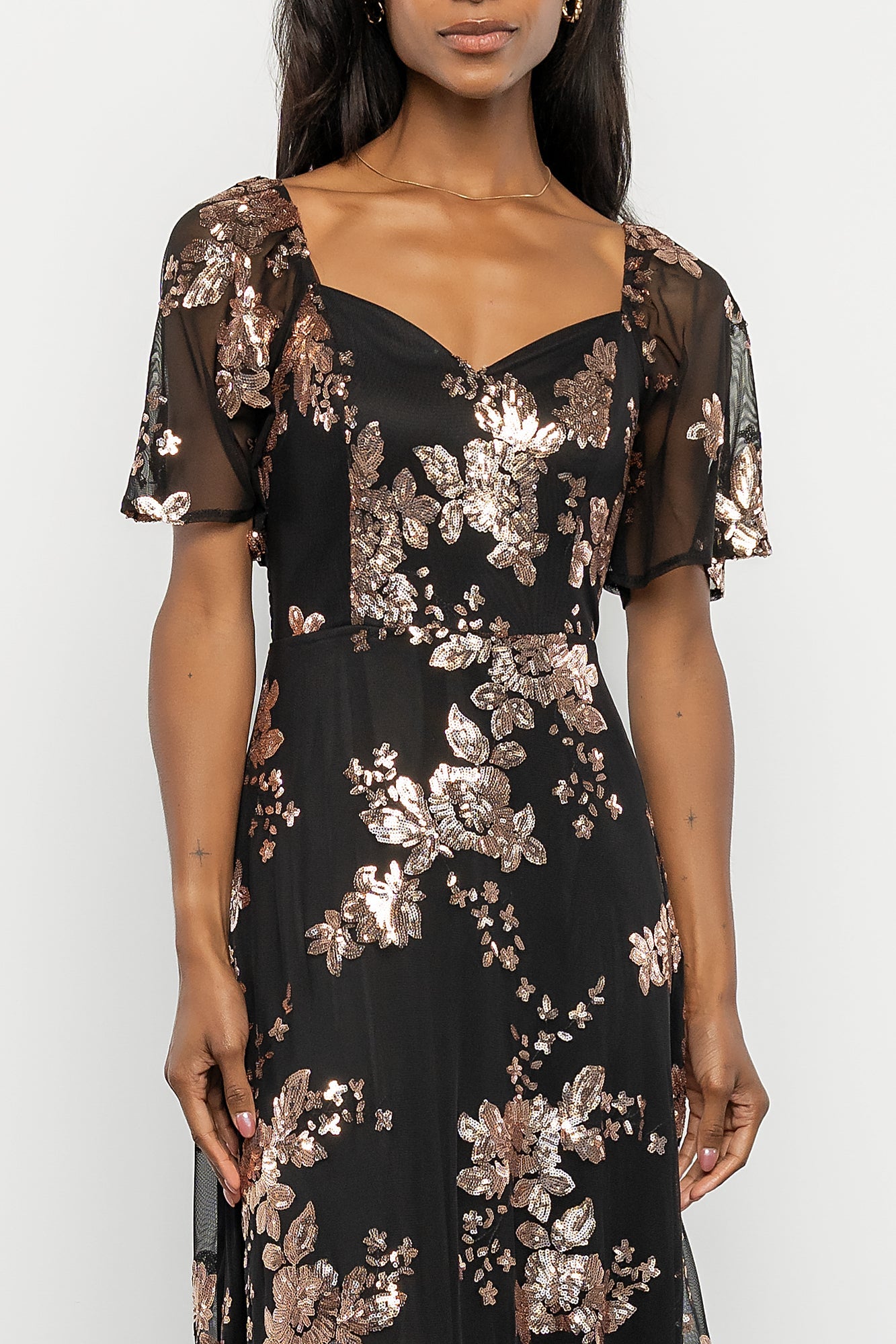 Karina Sequin Maxi Dress | Black + Gold Secondary image