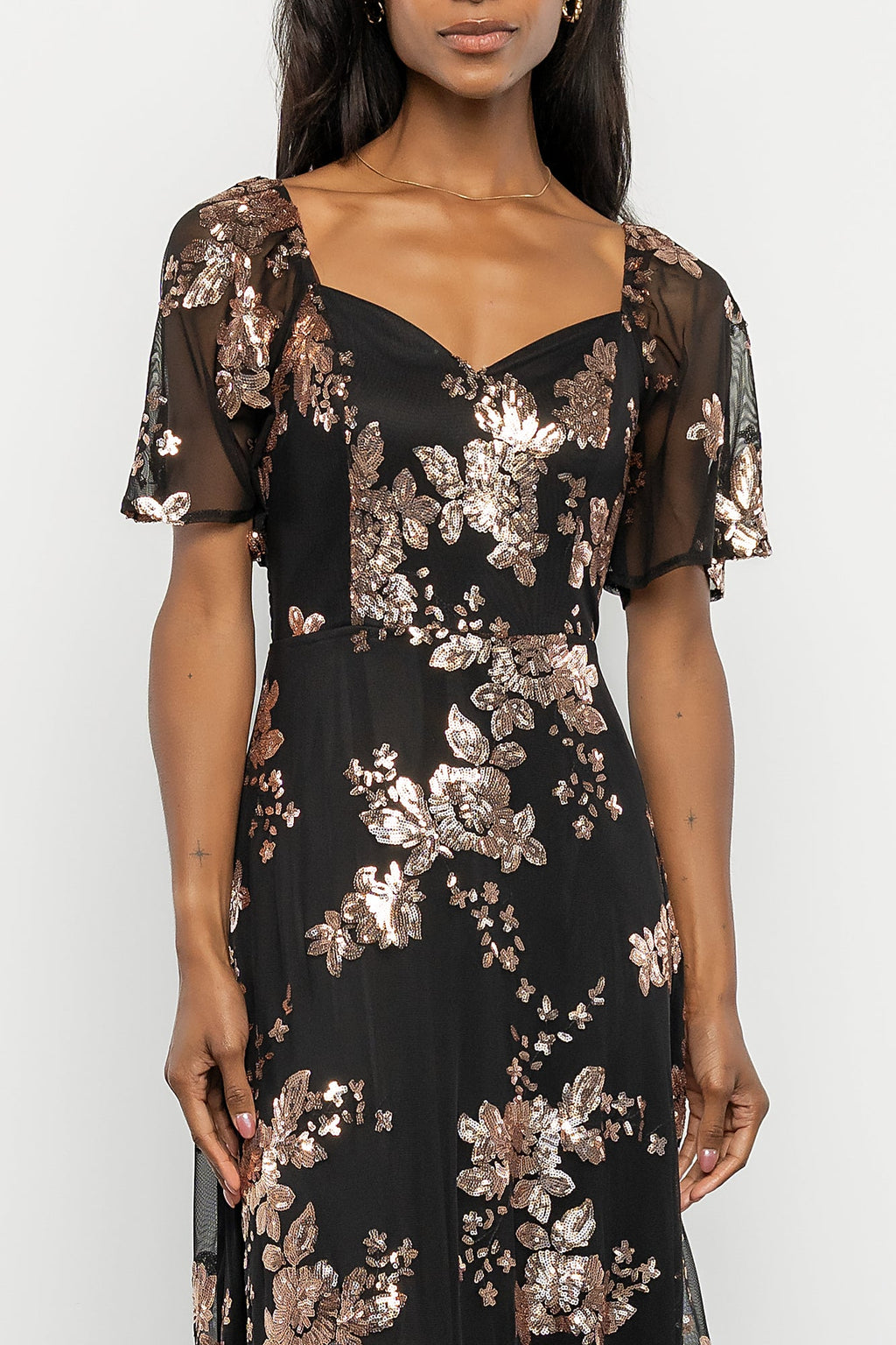 Karina Sequin Maxi Dress | Black + Gold