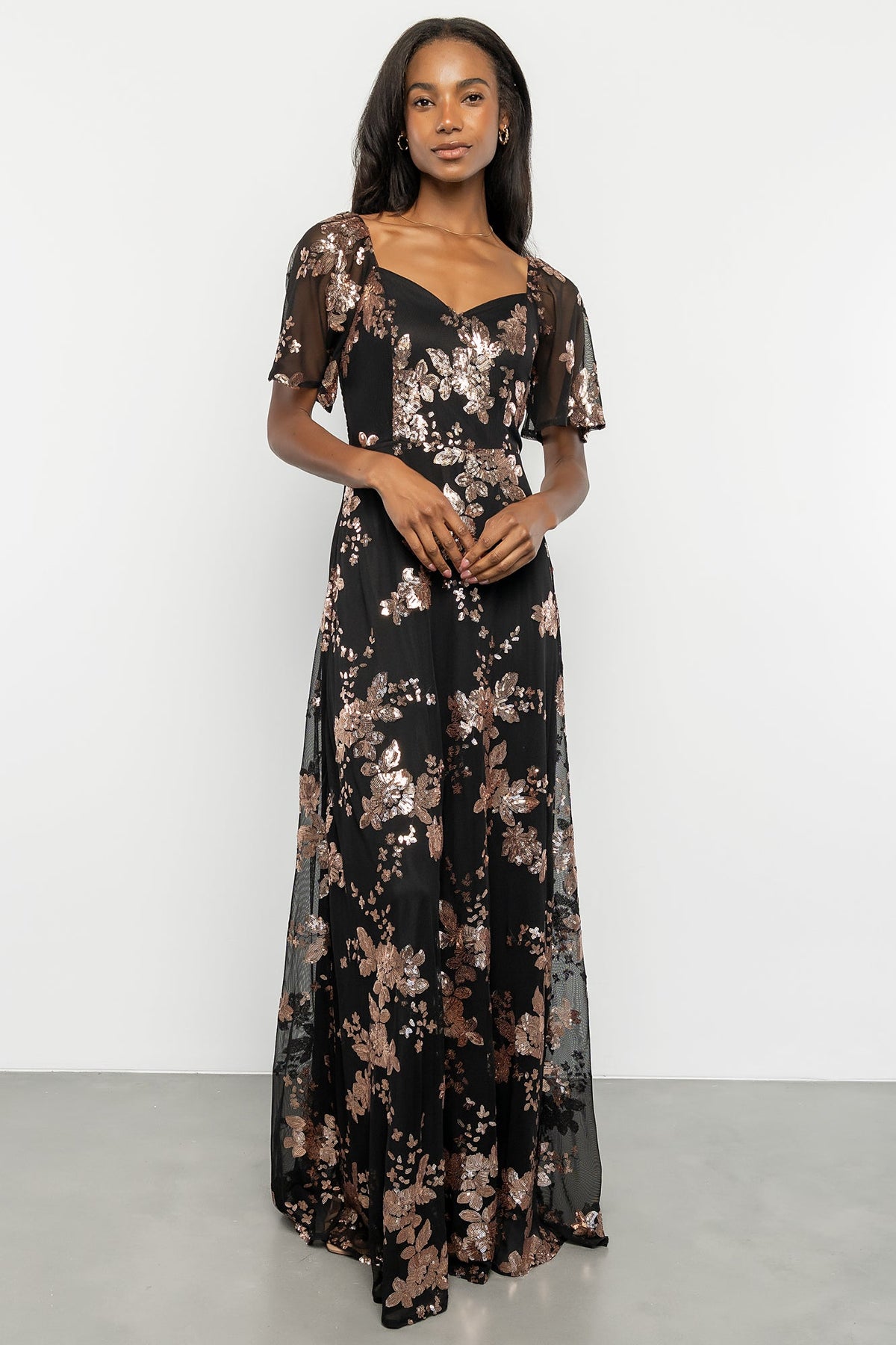 Karina Sequin Maxi Dress | Black + Gold Main image
