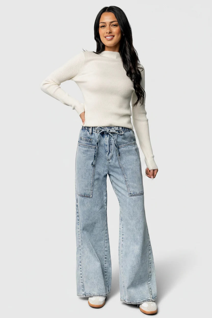 Ilsa Ribbed Sweater Top | Ivory