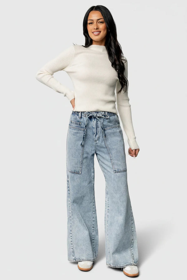 Ilsa Ribbed Sweater Top | Ivory