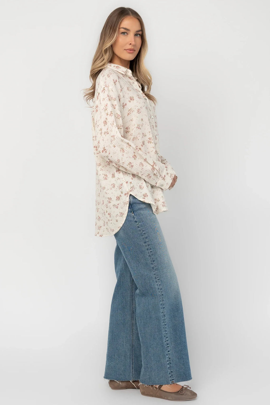 Jessie Button Up Blouse | Ivory Floral