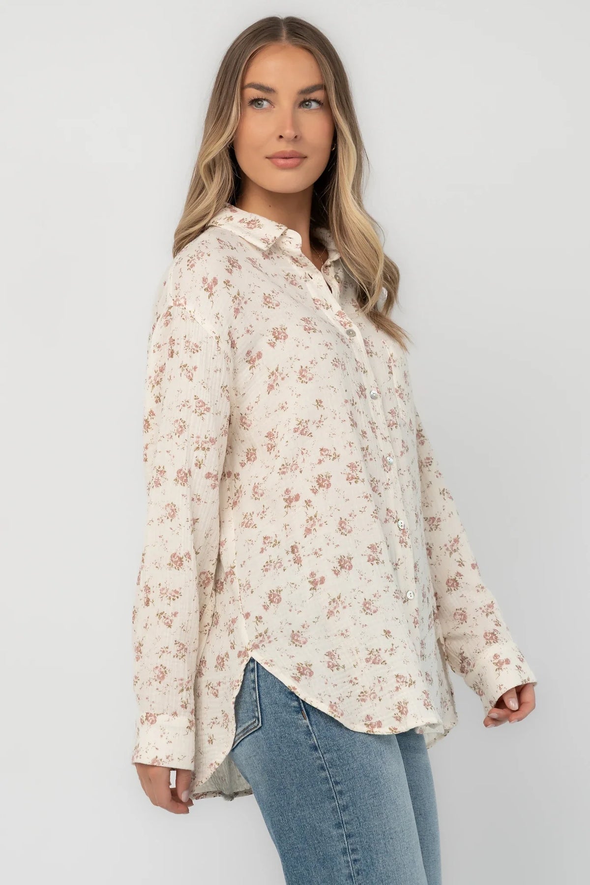 Jessie Button Up Blouse | Ivory Floral