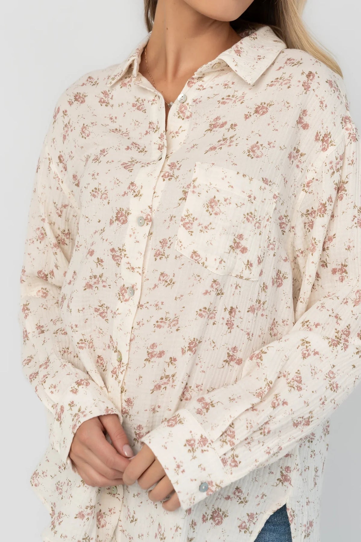 Jessie Button Up Blouse | Ivory Floral