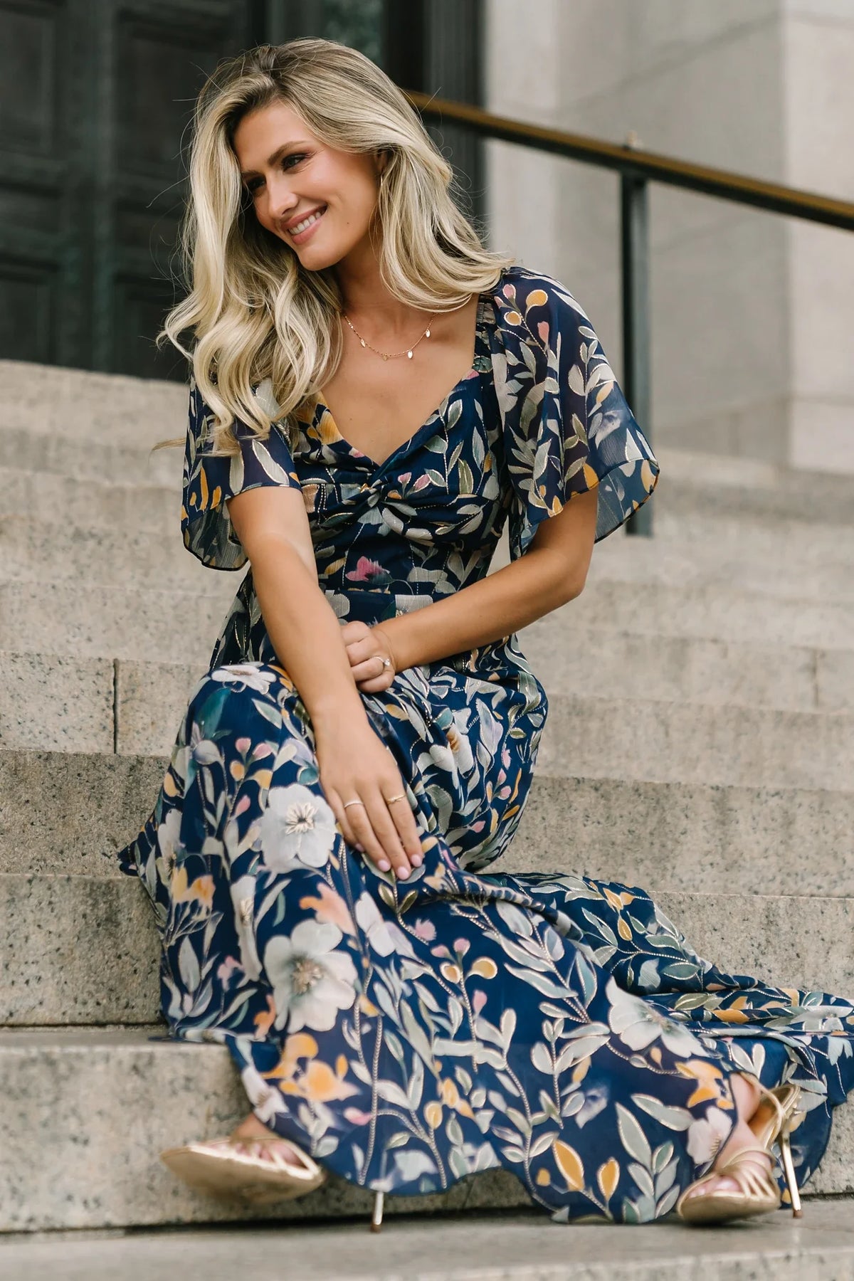 Positano Maxi Dress | Navy Multi Main image