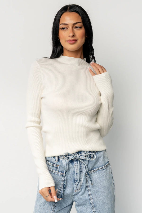 Ilsa Ribbed Sweater Top | Ivory
