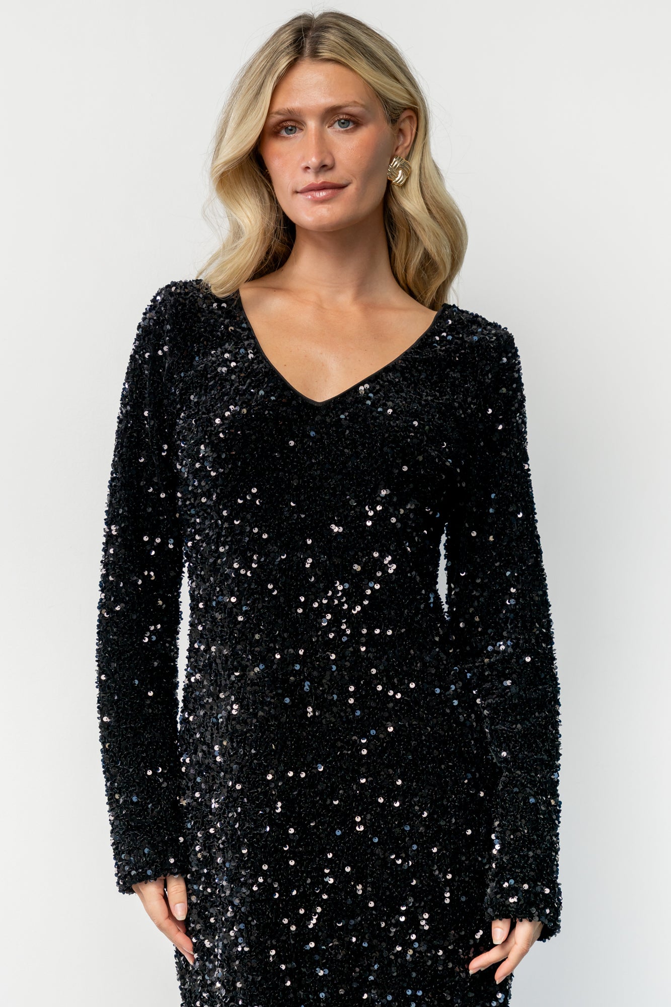Mira Sequin Short Dress | Black Secondary image