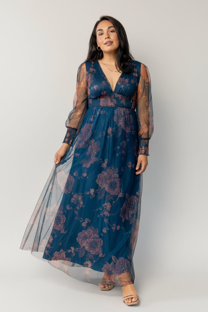 Layla Tulle Maxi Dress | Copper + Blue Metallic Secondary image